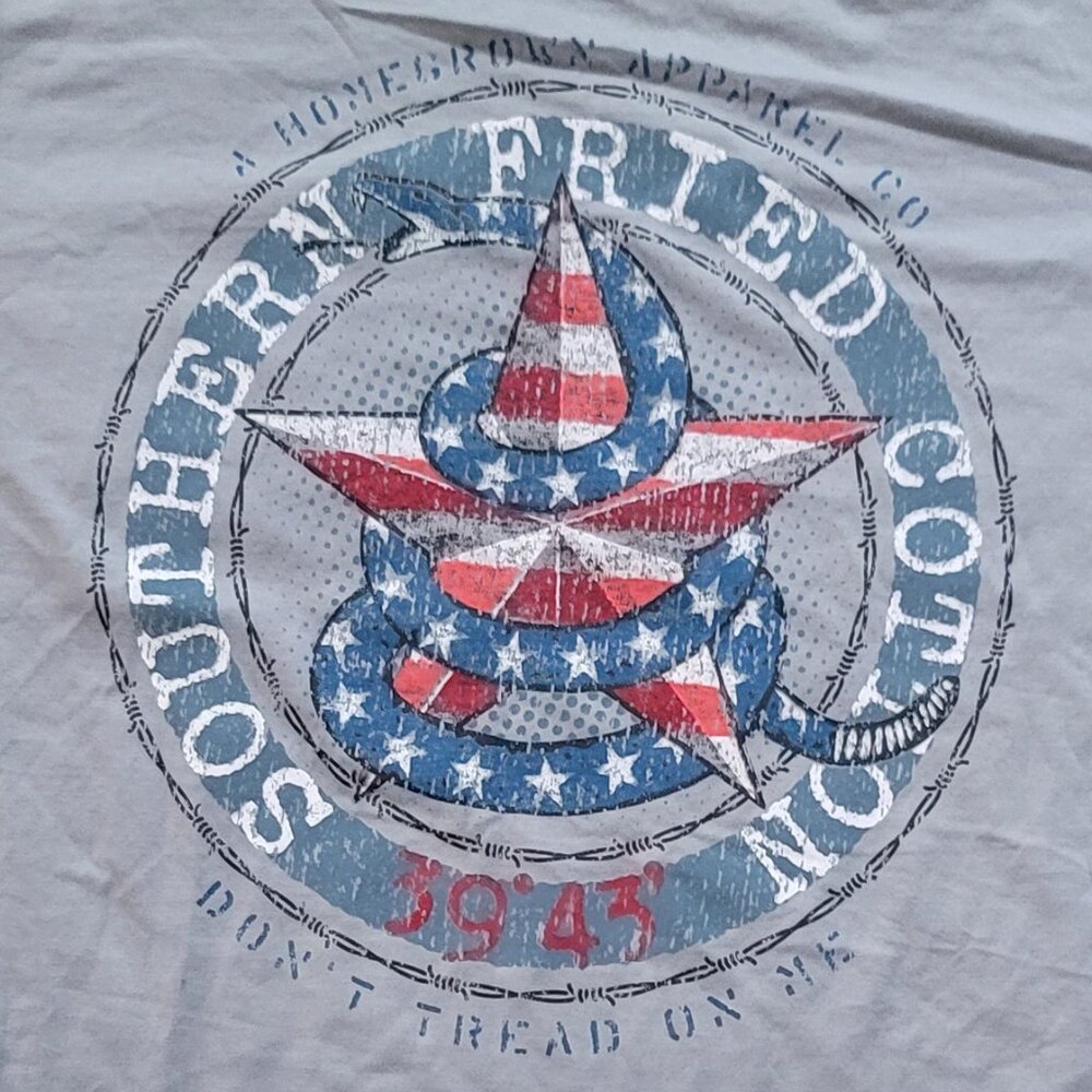 Southern Fried Cotton Grey Unisex Don't tread on me Long Sleeve T-shirt Medium